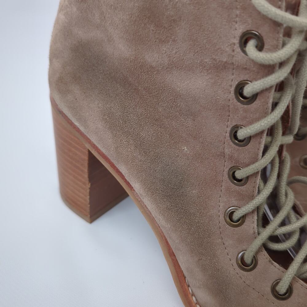 Jeffrey Campbell Cors Lace-Up Ankle Boot Womens Heels Brown‎ Suede 9 Booties - Picture 4 of 14